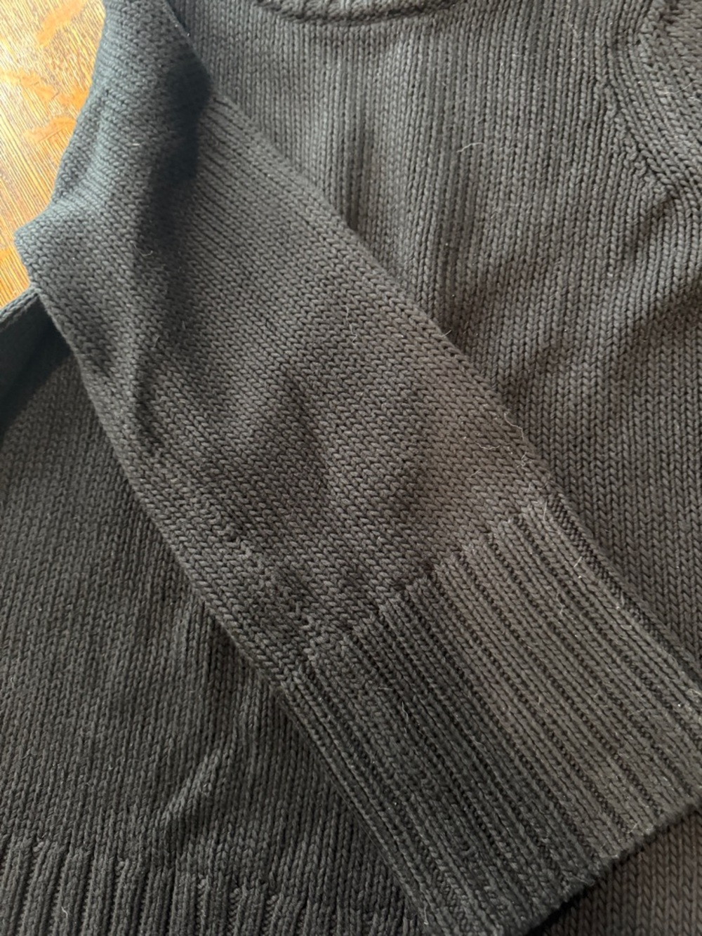 Womens Black Crewneck Cotton Sweater - Picture 3 of 5